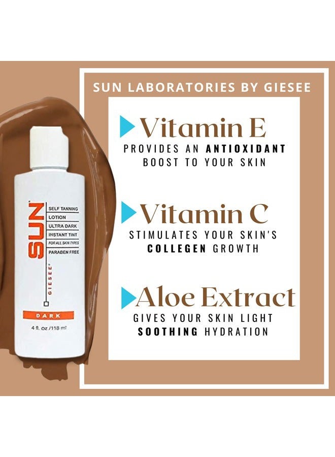 Sun Laboratories By Giesee Ultra Dark Self Tanning Lotion with Tanning Mitt - Long Lasting Self Tanner for Face and Body - Instant Sunless Tanning Lotion - Achieve a Natural-Looking Tan - Image 2