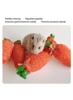Zerodis Zerodis Rabbit Loofah Carrot Toys,Bunny Chew Toys Teeth Rabbit Hamster Chew Toys Dental Health Wood Grass Ball String Loofah Carrot Toys for Chinchillas Guinea Pigs Hamsters  - Image 3