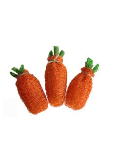 Zerodis Zerodis Rabbit Loofah Carrot Toys,Bunny Chew Toys Teeth Rabbit Hamster Chew Toys Dental Health Wood Grass Ball String Loofah Carrot Toys for Chinchillas Guinea Pigs Hamsters  - Image 4