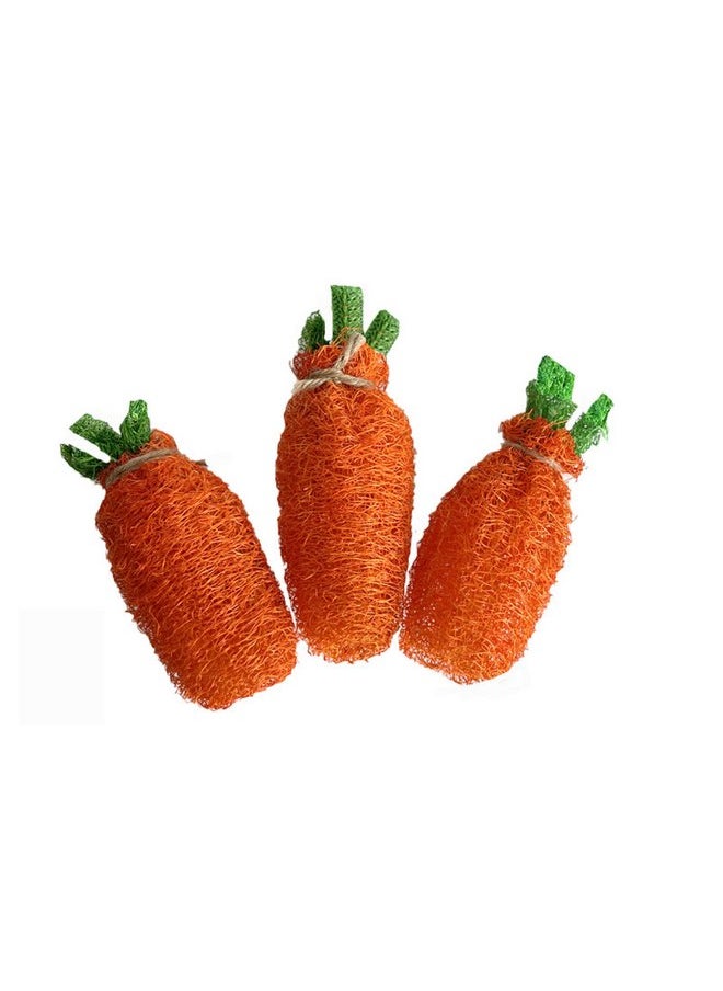 Zerodis Zerodis Rabbit Loofah Carrot Toys,Bunny Chew Toys Teeth Rabbit Hamster Chew Toys Dental Health Wood Grass Ball String Loofah Carrot Toys for Chinchillas Guinea Pigs Hamsters  - Image 4