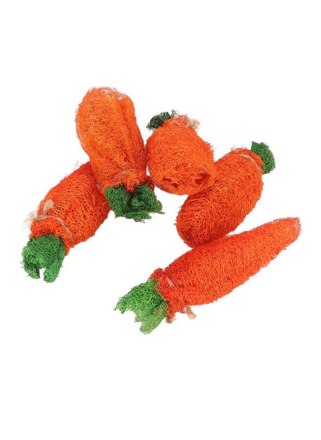 Zerodis Zerodis Rabbit Loofah Carrot Toys,Bunny Chew Toys Teeth Rabbit Hamster Chew Toys Dental Health Wood Grass Ball String Loofah Carrot Toys for Chinchillas Guinea Pigs Hamsters  - Image 5