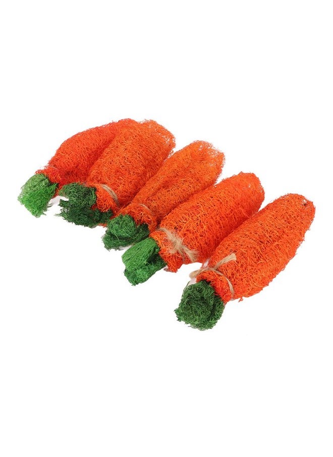 Zerodis Zerodis Rabbit Loofah Carrot Toys,Bunny Chew Toys Teeth Rabbit Hamster Chew Toys Dental Health Wood Grass Ball String Loofah Carrot Toys for Chinchillas Guinea Pigs Hamsters  - Image 1
