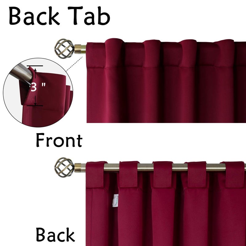 BGment Rod Pocket and Back Tab Blackout Curtains for Bedroom - Christmas Thermal Insulated Room Darkening Curtains for Living Room  2 Window Curtain Panels (38 x 54 Inch  Burgundy Red) - Image 2