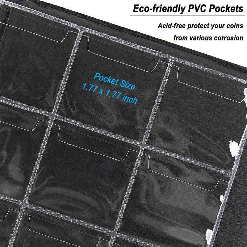 CenterZ 150 Pockets Coin Album, Penny Collecting Book, Souvenir Coins Collection Holder, Ideal for Pressed Pennies Passport, Hobby Coin Collector, Money Specie Display Storage Case (English, Black) - Image 3