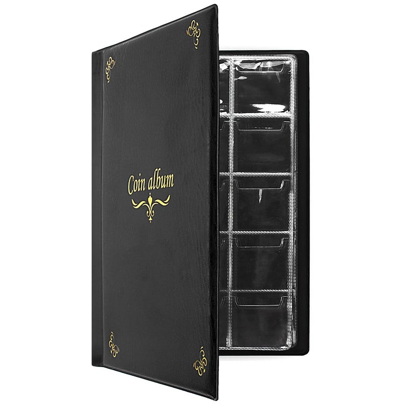 CenterZ 150 Pockets Coin Album, Penny Collecting Book, Souvenir Coins Collection Holder, Ideal for Pressed Pennies Passport, Hobby Coin Collector, Money Specie Display Storage Case (English, Black) - Image 1