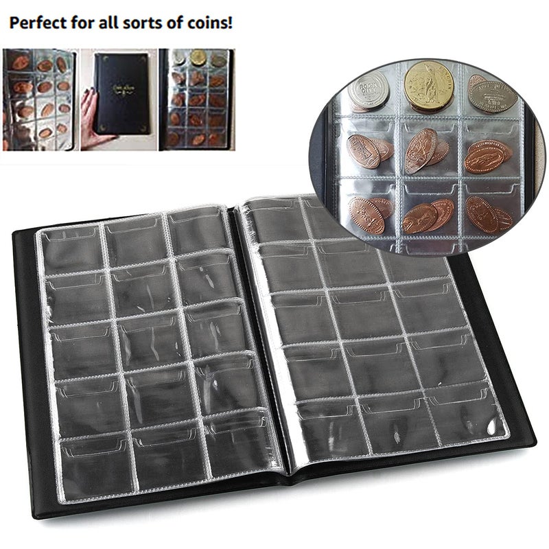 CenterZ 150 Pockets Coin Album, Penny Collecting Book, Souvenir Coins Collection Holder, Ideal for Pressed Pennies Passport, Hobby Coin Collector, Money Specie Display Storage Case (English, Black) - Image 5