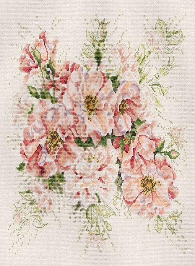 Janlynn 106-0057 14 Count Garden Roses Counted Cross Stitch Kit, 13 by 13-Inch , Pink