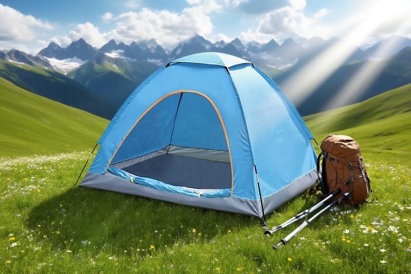 Wind Tour Tent for Camping - Lightweight Backpacking Tent with Rain Fly, Waterproof & Windproof, Easy Setup, Portable Carry Bag - for Hiking, Beach, Outdoor Adventures (Blue) - Image 3