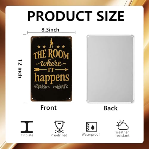 Vozekrod The Room Where It Happens Tin Sign 8x12, Hamilton Musical Wall Decor, Vintage Alexander Hamilton Metal Sign, Retro Broadway Art Print for Home Bar Dorm Man Cave - Image 3