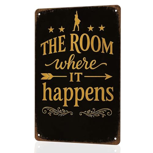 Vozekrod The Room Where It Happens Tin Sign 8x12, Hamilton Musical Wall Decor, Vintage Alexander Hamilton Metal Sign, Retro Broadway Art Print for Home Bar Dorm Man Cave - Image 1