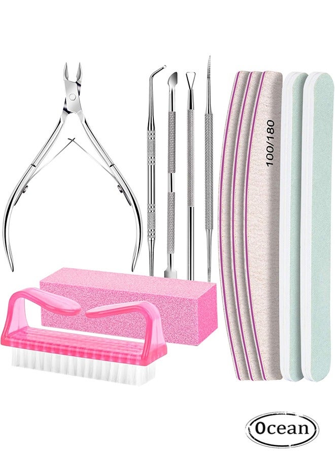Ocean Pedicure Kit Hand Foot Manicure Care Set, Nail Files 100/180, Nail Buffer Block, Cuticle Nippers, Cuticle Pusher, Cuticle Trimmer, Nail Lifter for Ingrown Toenails, Nail Tools, Nail Kit - Image 1