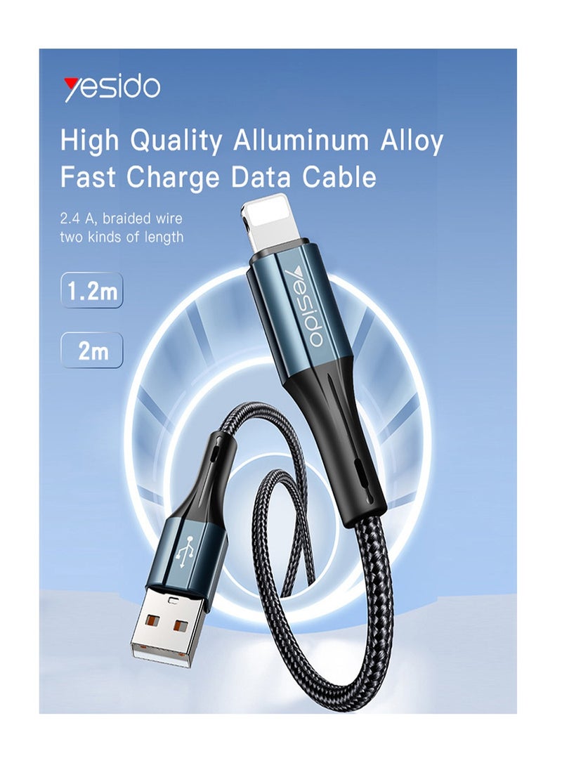 Yesido Yesido CA86 20W Fast Charging Led Digital Display Nylon Braided Zinc Alloy Type-C To Lightning Data Cable - Black  - Image 2