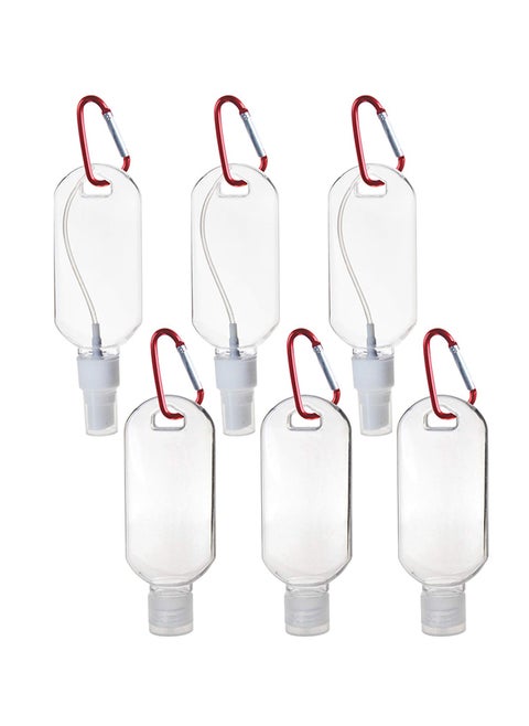 Uotyle 50ml Refillable Bottles with Clip, 6PCS Hand sanitizer Bottles with Clip Travel Plastic Clear Keychain Bottles Empty Squeeze Containers with Hook Carabiner (Random Color Hook)