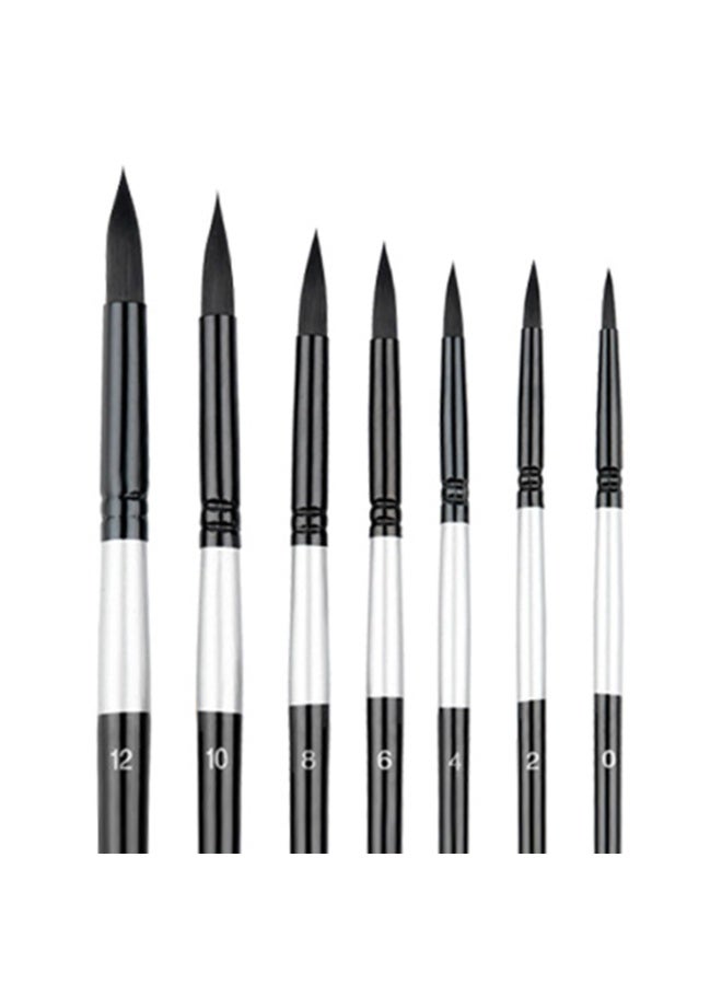 Peachjoy 7pcs Watercolor Brushes, Round Watercolor Paint Brush Set, Goat Hair for Watercolors, Acrylics, Inks, Gouache, Oil and Tempera Black Color - Image 1