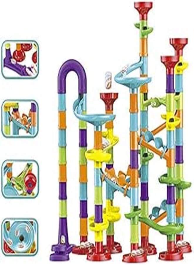 Chocozone Marble Run Track Marble Maze Building Sets Challenge Levels for STEM Learning, Educational Building Blocks Toys for 5 Years Old (Multicolor (113 pcs))