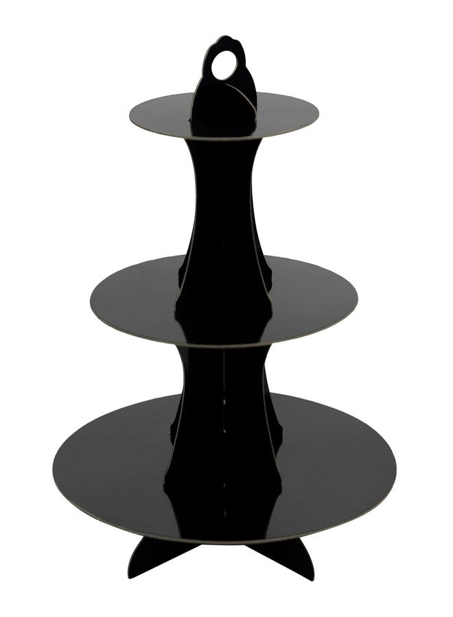 حامل كب كيك من الكرتون بثلاث طبقات من ROSYJUNE، حامل كب كيك أسود على شكل برج، مثالي لتزيين الحلويات في أعياد الميلاد وحفلات الزفاف. - Image 1