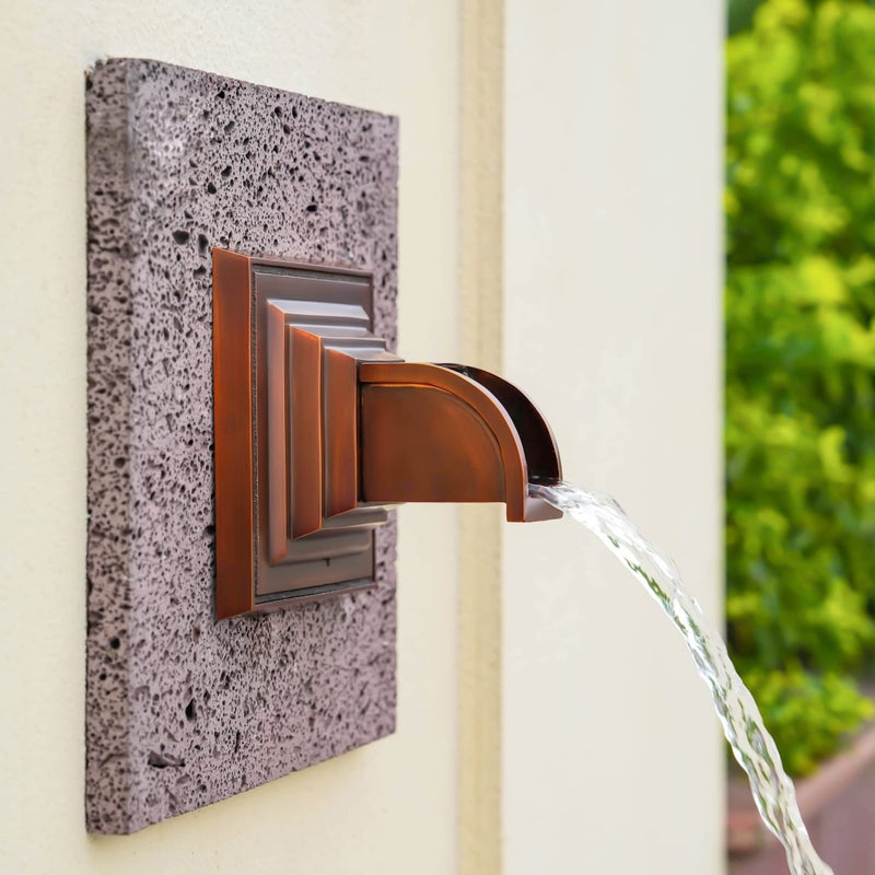 PONDO Solid Brass Made Exquisite Handcrafted Waterfall Spout for Landscape Water Fountain Spout Scupper Luxury Decoration for Pools Ponds Water Walls 