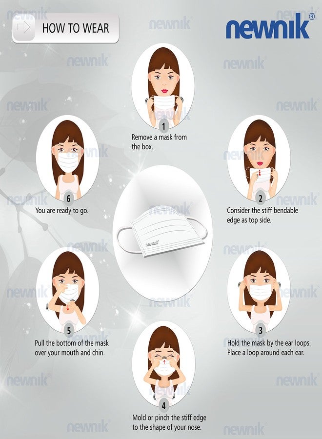 Newnik Premium Disposable Elastic Face Mask 3-Ply | Soft Non-Woven Fabric Mask with Comfortable Ear Loops and Nose Clip | Breathable and Skin-Friendly Protective Masks for Unisex (Pack of 100) - Image 4