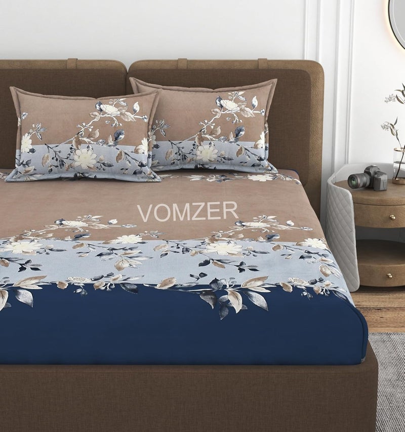 VOMZER Cotton Feel King Size Flat Bedsheet for Double Bed, 1 Cotton Feel Bed Sheet Double Bed (90 X 100 Inches) with 2 Pillow Cover - Image 4