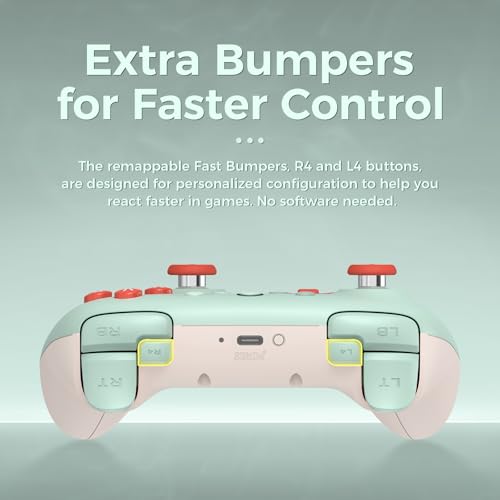 AKNES 8Bitdo Ultimate 2C Wireless 2.4G Controller for Windows PC and Android, Gamepad with Hall Effect Joysticks and Hall Triggers, 1000Hz Polling Rate, Remappable L4/R4 Bumpers - Mint - Image 5