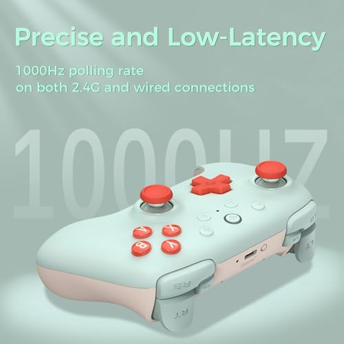 AKNES 8Bitdo Ultimate 2C Wireless 2.4G Controller for Windows PC and Android, Gamepad with Hall Effect Joysticks and Hall Triggers, 1000Hz Polling Rate, Remappable L4/R4 Bumpers - Mint - Image 4