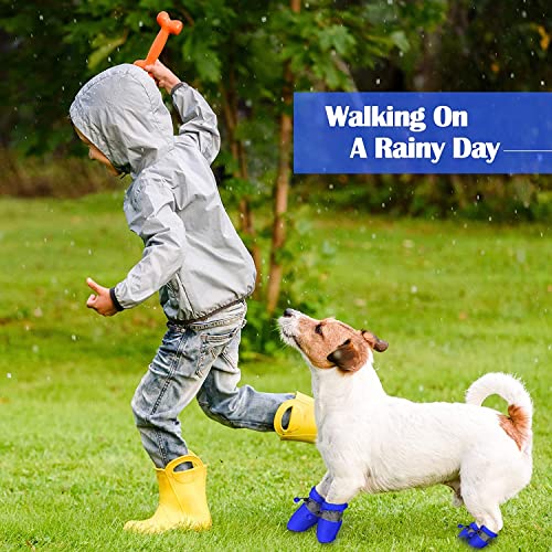 KUTKUT 2Sets (8Pcs) Washable Dog Shoes | Rain Snow Dog Booties | Breathable Paw Protector, Upgraded Anti-Slip Soft Soled Dog Boots with Adjustable Drawstring for French Bulldog, Welsh Corgi (Size: 6) - Image 5