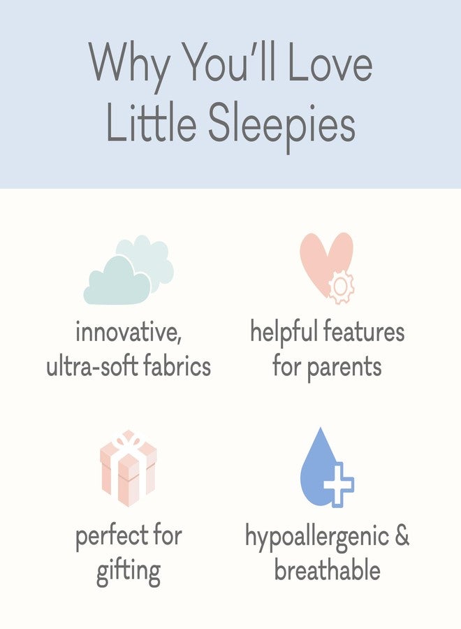 Little Sleepies ثوب نوم للأطفال حديثي الولادة من ليتل سليبيز، مصنوع من فسكوز الخيزران، مزود بقفازات قابلة للطي وغطاء للقدم قابل للطي، بنمط مضلع خفيف، مناسب للأطفال الخدج/الأطفال الخدج جداً - Image 2