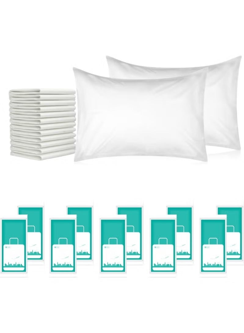 10 Pcs Disposable Pillow Case Covers, White Pillowfor Hotels Single Use Pillowcase, Non Woven Pillow Covers, Disposable Portable Bedding for Travel, Disposable Home Bedding Supplies - Image 1