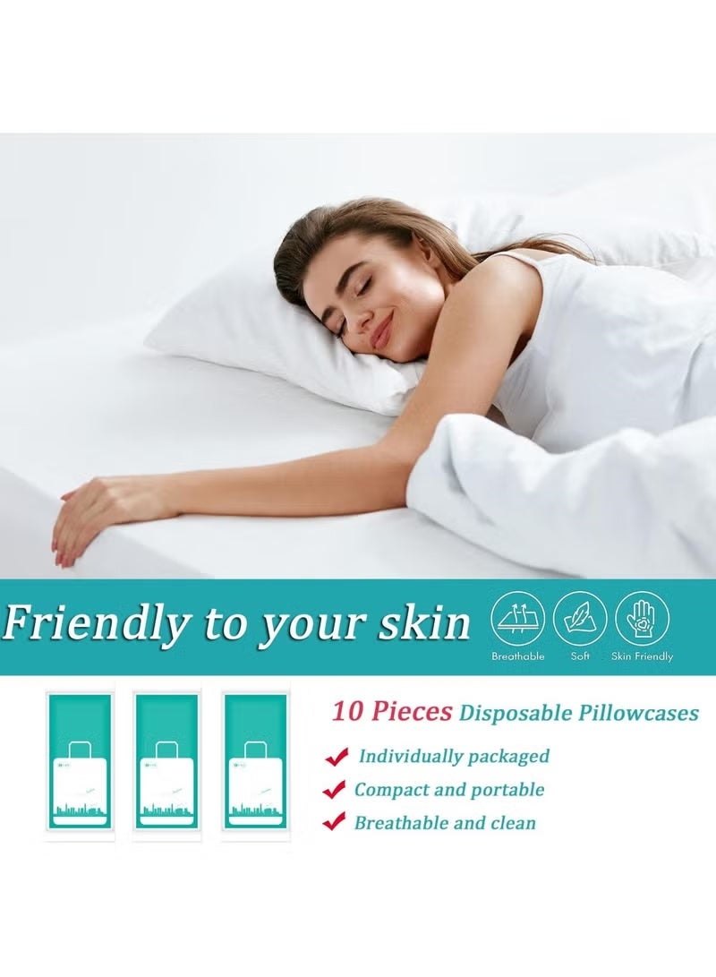 10 Pcs Disposable Pillow Case Covers, White Pillowfor Hotels Single Use Pillowcase, Non Woven Pillow Covers, Disposable Portable Bedding for Travel, Disposable Home Bedding Supplies - Image 3