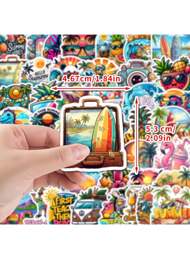 ORAINBOW 50 PCS Summer Beach Stickers Patches Laptop Water Bottles Skateboard Luggage Computer Waterproof Vinyl Decals Vibes Items for Kids Teens Girls Adults - Image 5