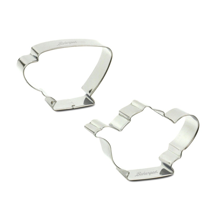 Bakerpan Stainless Steel Cookie Cutter Tea Pot  Cup Set
