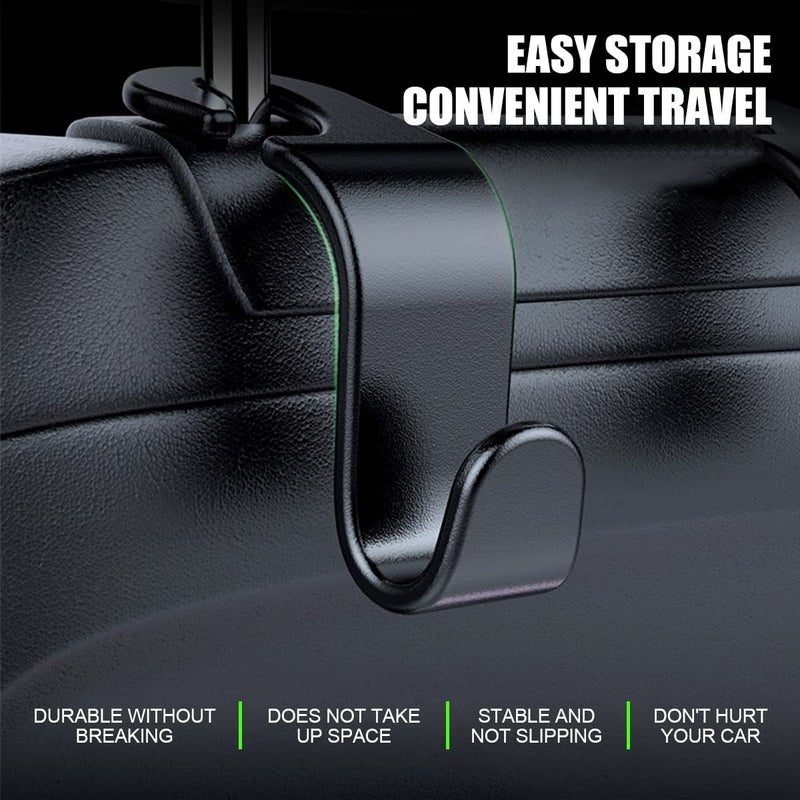 Hanemia Car Back Seat Headrest Hooks, 4 Pack Black Stylish Back Seat Hanger for Car Handbag Clothes Coats Grocery Bags, Car Interior Accessories (Black2) - Image 5