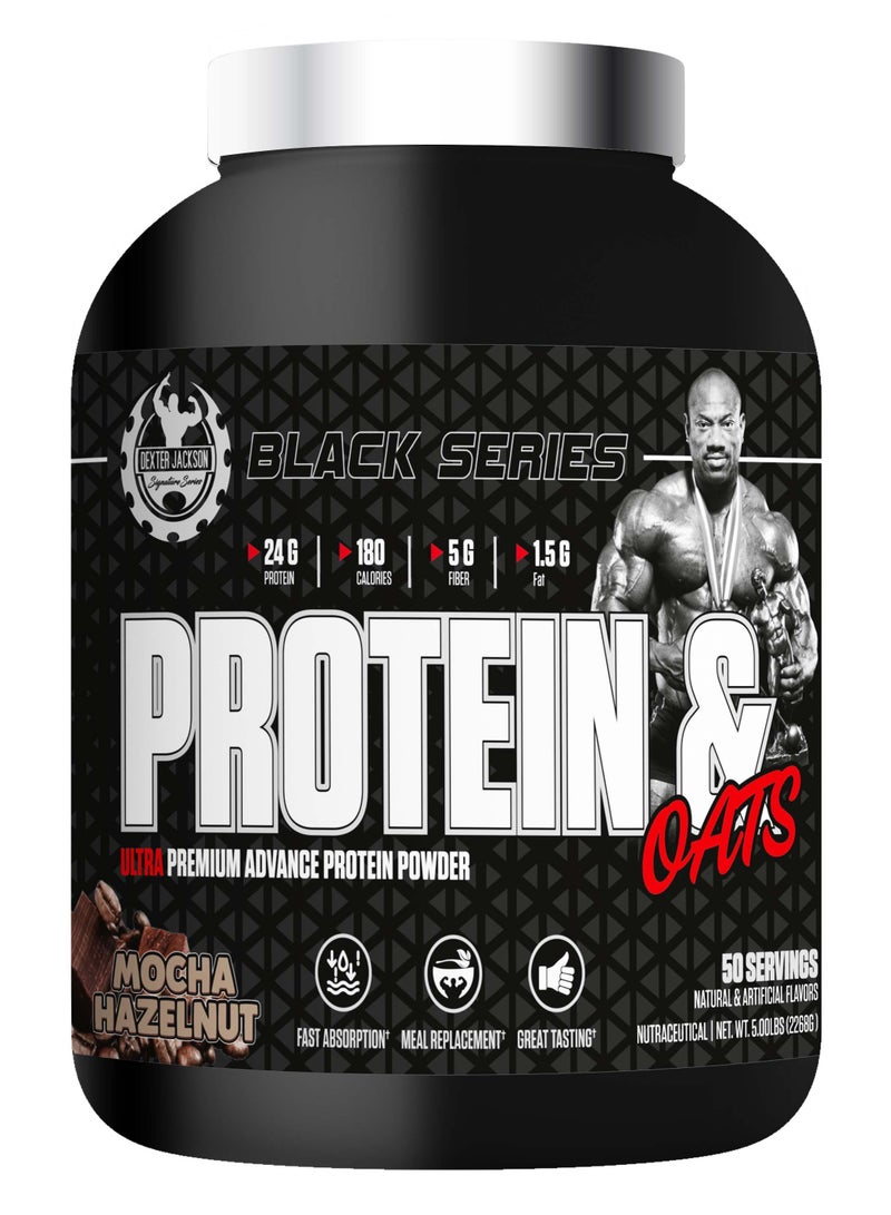 DEXTER JACKSON Black Series Protein Oats – Ultra Premium Advance Protein Powder - Mocha Hazelnut (50 Servings) - Image 1