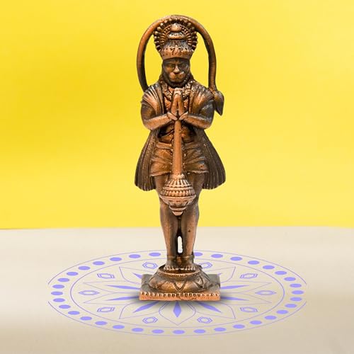 Bhimonee Decor Handmade Copper Hanuman Idol | 2.5 Inches | 40g | Patina Antique Finish | Bajrangbali Murti for Puja & Home Décor - Image 1