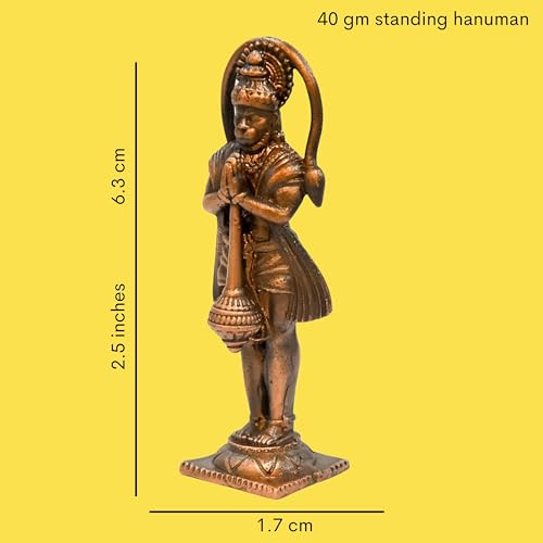 Bhimonee Decor Handmade Copper Hanuman Idol | 2.5 Inches | 40g | Patina Antique Finish | Bajrangbali Murti for Puja & Home Décor - Image 5