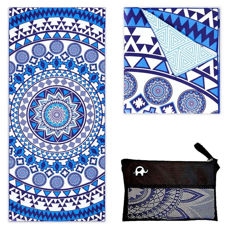 Elite Trend Microfiber Beach Towel for Adults with Bag  Extra Large 78x35 inch Lightweight Sand Free Quick Dry Towel for Travel Swimming Yoga Camping Blue Angel