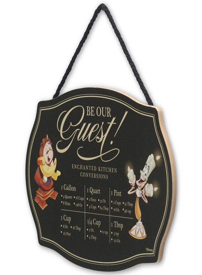 Open Road Brands Disney Beauty and the Beast Be Our Guest Kitchen Hanging Wood Measuring Sign - Cute Lumiere and Cogsworth Kitchen Conversion Chart - Image 2