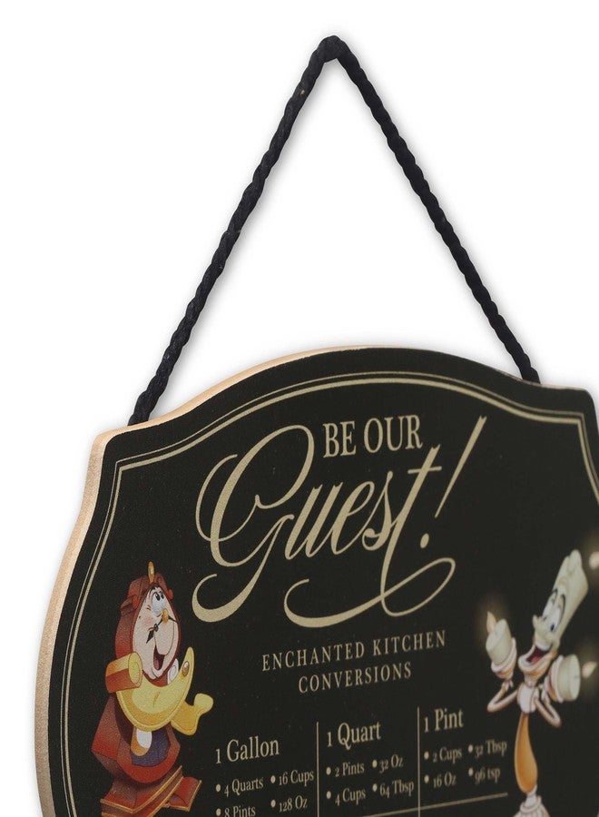 Open Road Brands Disney Beauty and the Beast Be Our Guest Kitchen Hanging Wood Measuring Sign - Cute Lumiere and Cogsworth Kitchen Conversion Chart - Image 4