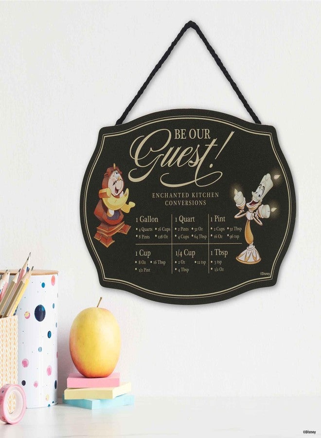 Open Road Brands Disney Beauty and the Beast Be Our Guest Kitchen Hanging Wood Measuring Sign - Cute Lumiere and Cogsworth Kitchen Conversion Chart - Image 5