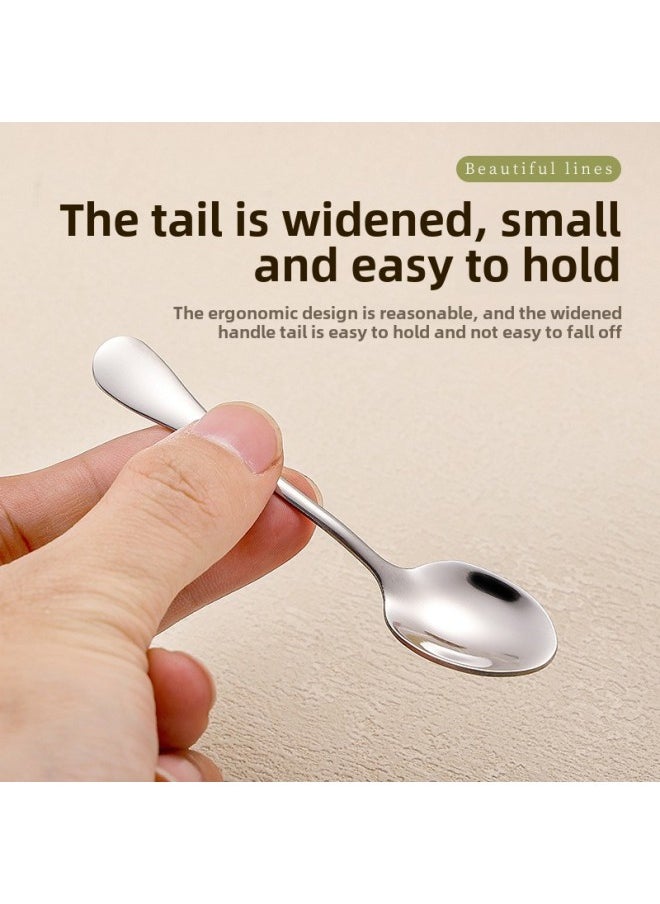 Generic - 304 Stainless Steel Mini Special Small Spoon 9cm Short Handle Seasoning Spoon Salt Spoon Medicinal Powder Seasoning Spoon Spoon Coffee Spoon-Specifications:304 Stainless Steel-9cm Pointed Spoon - Image 1