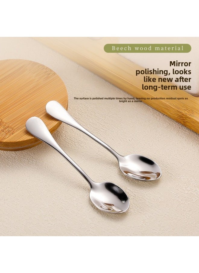 Generic - 304 Stainless Steel Mini Special Small Spoon 9cm Short Handle Seasoning Spoon Salt Spoon Medicinal Powder Seasoning Spoon Spoon Coffee Spoon-Specifications:304 Stainless Steel-9cm Pointed Spoon - Image 1