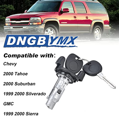 Dngbymx Ignition Switch Lock Cylinder with Pair Front Door Lock Cylinder Compatible with 1999 2000 Chevy Silverado Tahoe Suburban GMC Sierra Replace OE# 704600 + 702912 X2 + 598007 X2 (No chip) - Image 2