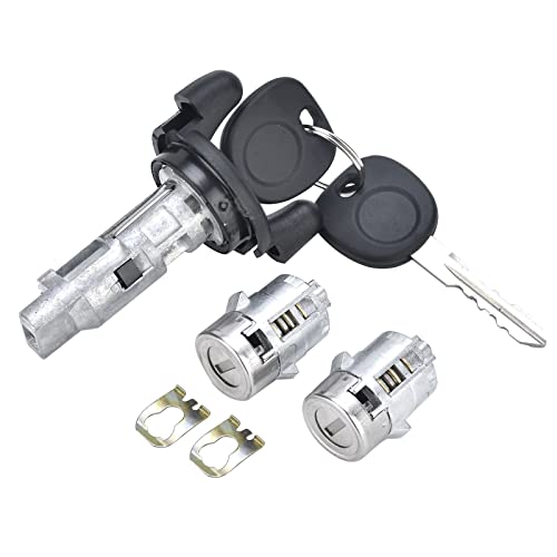 Dngbymx Ignition Switch Lock Cylinder with Pair Front Door Lock Cylinder Compatible with 1999 2000 Chevy Silverado Tahoe Suburban GMC Sierra Replace OE# 704600 + 702912 X2 + 598007 X2 (No chip) - Image 1