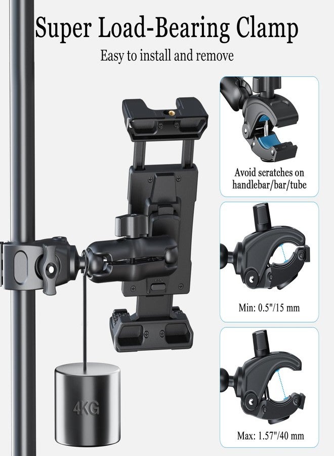 OHLPRO Tablet Mic Stand Holder for iPad Treadmill Handlebar Clamp, Mount for Spin Bike Microphone Peloton Stroller Bicycle, Fit 5-13” iPad Pro 12.9 Air Mini, Galaxy Tab, iPhone, Fire HD 10 - Image 3