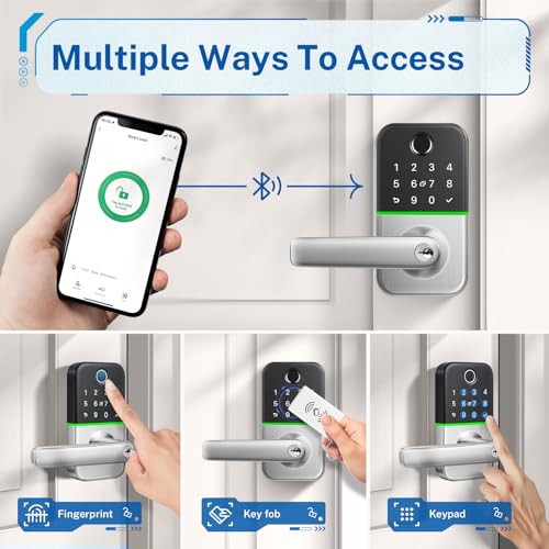 KUCACCI Keypad Smart Door Lock with Handle: Kucacci Keyless Entry Door Lock - Smart Lock for Front Door - Electronic Door Lock with Keypad for Exterior Door - Deadbolt Lever Alternative - Easy Installation - Image 2