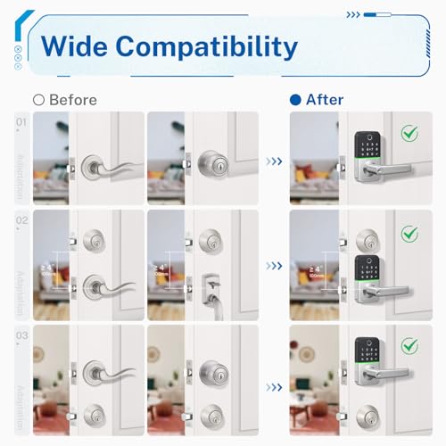 KUCACCI Keypad Smart Door Lock with Handle: Kucacci Keyless Entry Door Lock - Smart Lock for Front Door - Electronic Door Lock with Keypad for Exterior Door - Deadbolt Lever Alternative - Easy Installation - Image 5