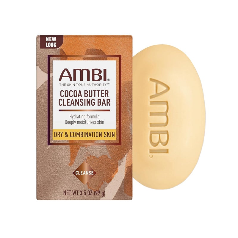 Ambi Even  Clear Vitamin C Serum and Cocoa Butter Cleansing Bar Bundle 1 Ounce and 35 Ounce