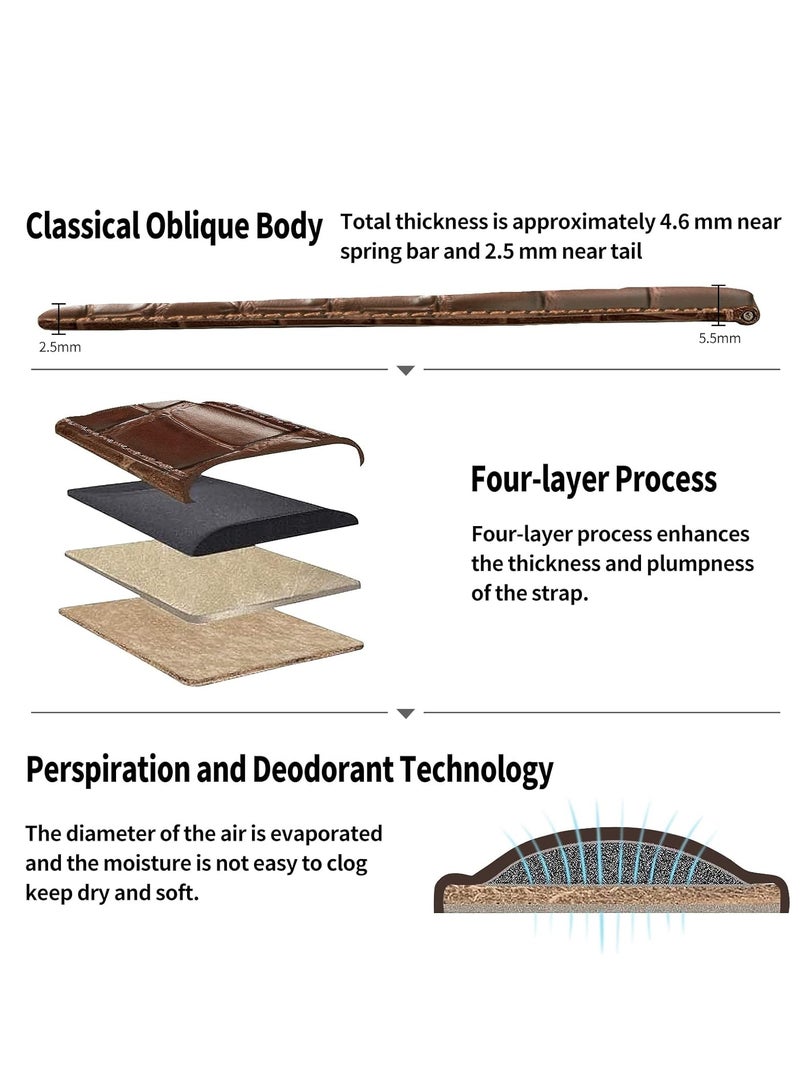 Adando Applicable to Apple Watch Strap Genuine Leather Watch Strap for iwatch234567SE Genuine Leather Crocodile Pattern Watch Strap Leather Replacement Watch Band for 38/40/41MM 7pack - Image 4