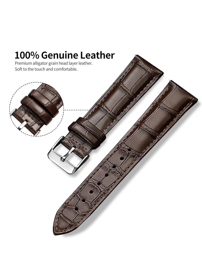 Adando Applicable to Apple Watch Strap Genuine Leather Watch Strap for iwatch234567SE Genuine Leather Crocodile Pattern Watch Strap Leather Replacement Watch Band for 38/40/41MM 7pack - Image 5