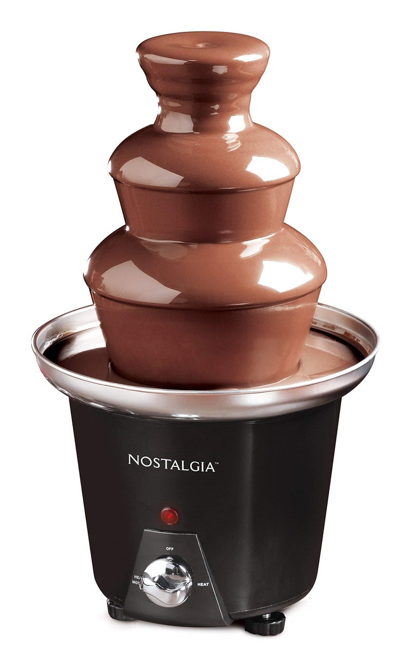 Nostalgia 3 Tier Electric Chocolate Fondue Fountain Machine for Parties - Melts Cheese, Queso, Candy, and Liqueur - Dip Strawberries, Apple Wedges, Vegetables, and More - 24-Ounce - Black, Small - Image 1